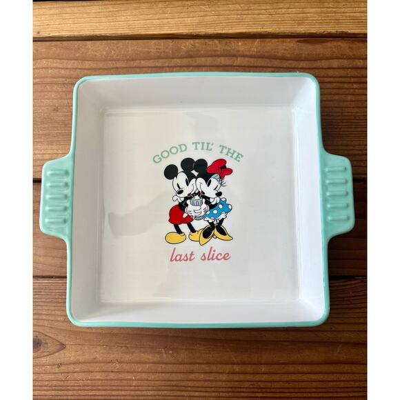 DISNEY EATS Mickey & Minnie Mouse Ceramic Baking Dish "Good Till the Last Slice" - Picture 1 of 9